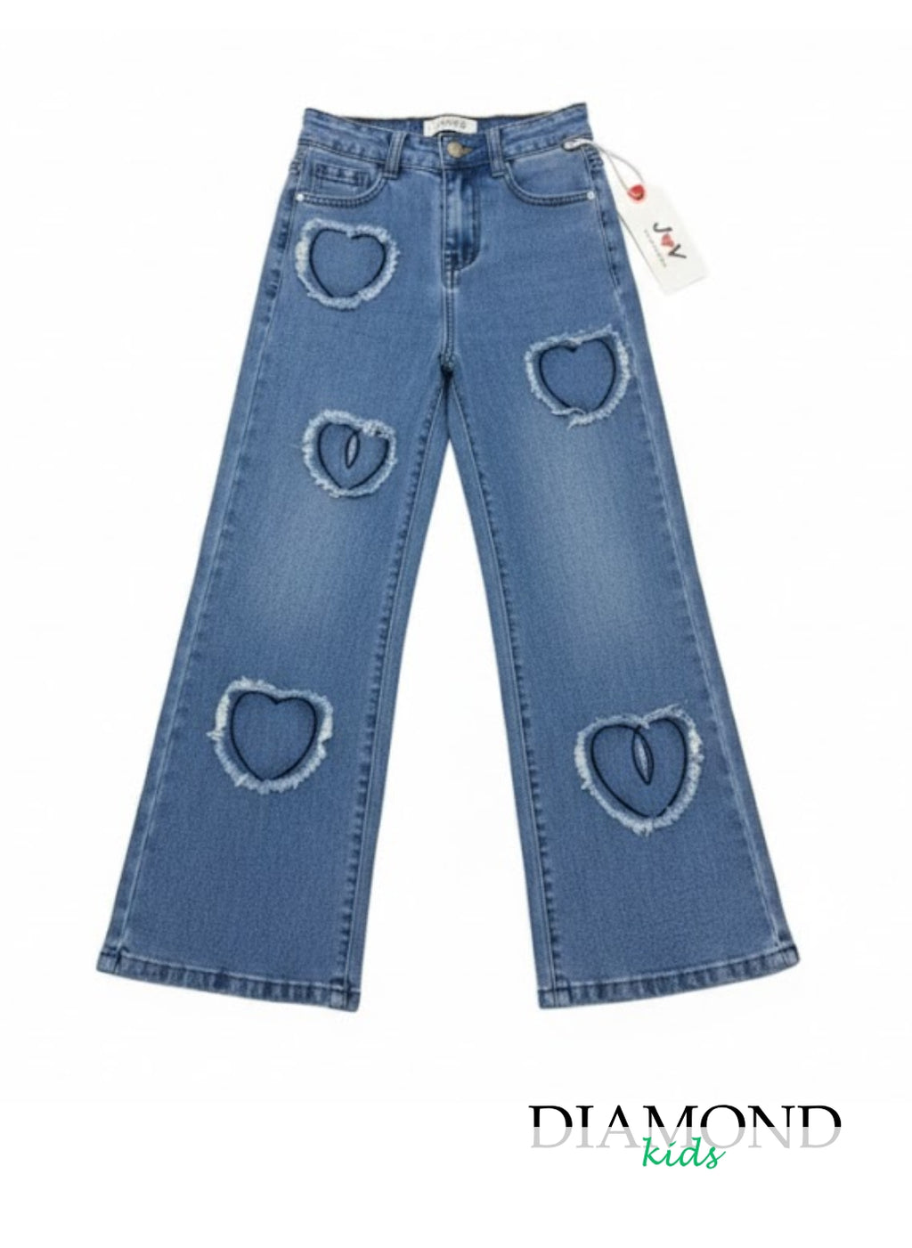 Jeans Bambina Cuori strappi blu