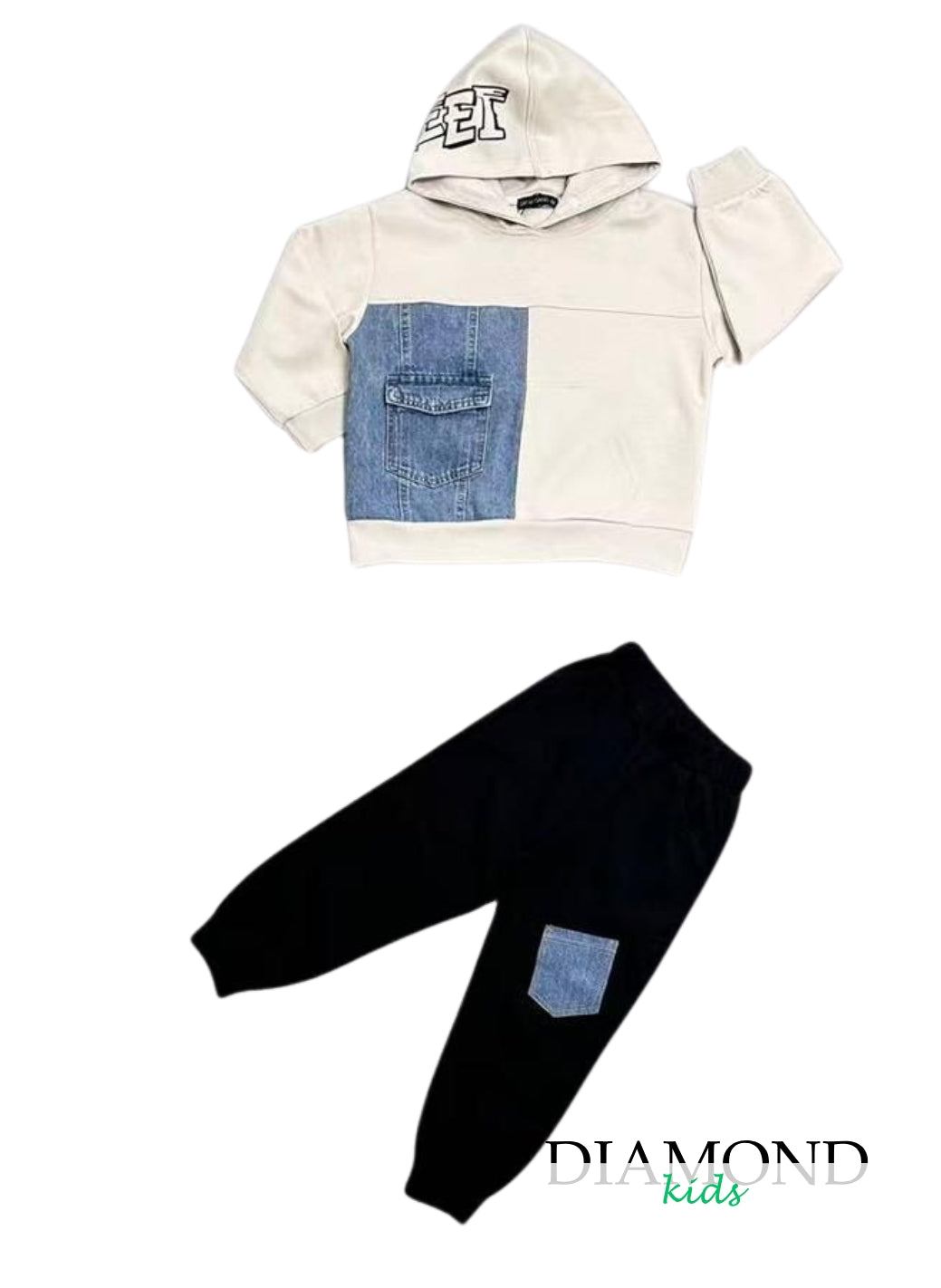 Completo Bambino Small Gang Felpa jeans crema