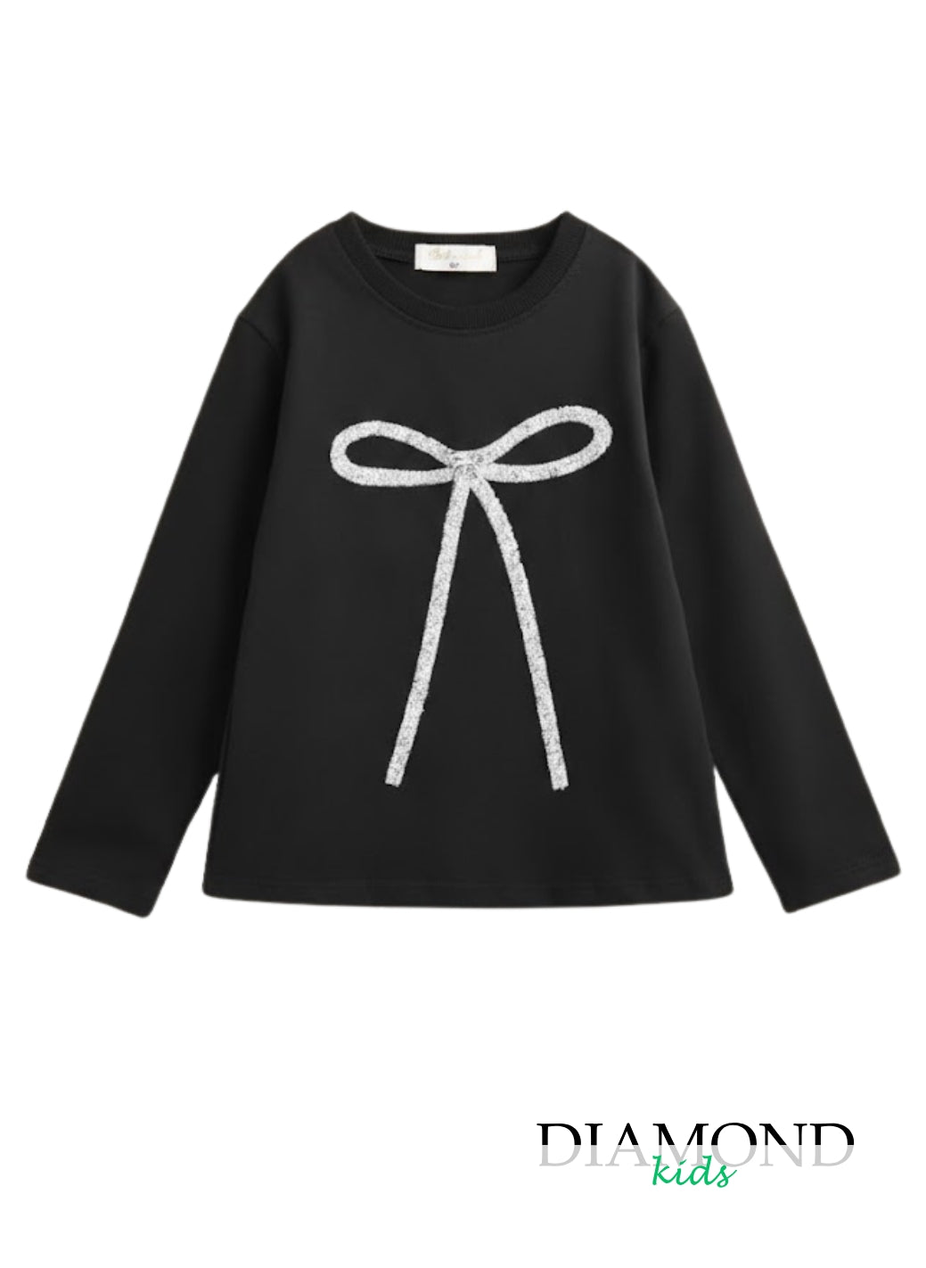 T-shirt Bambina Fiocco strass nera