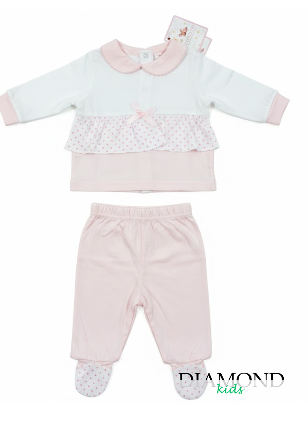 Clinico Neonata Preziosini Fiocchetto bianco e rosa