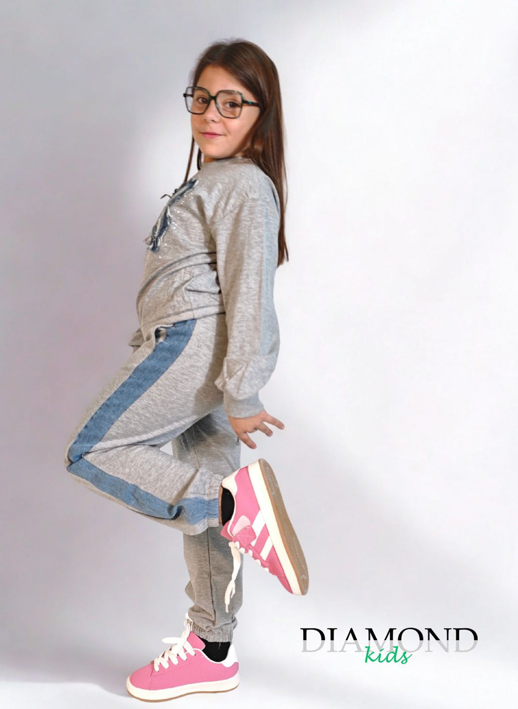 Completo Bambina tuta Farfalla denim grigio