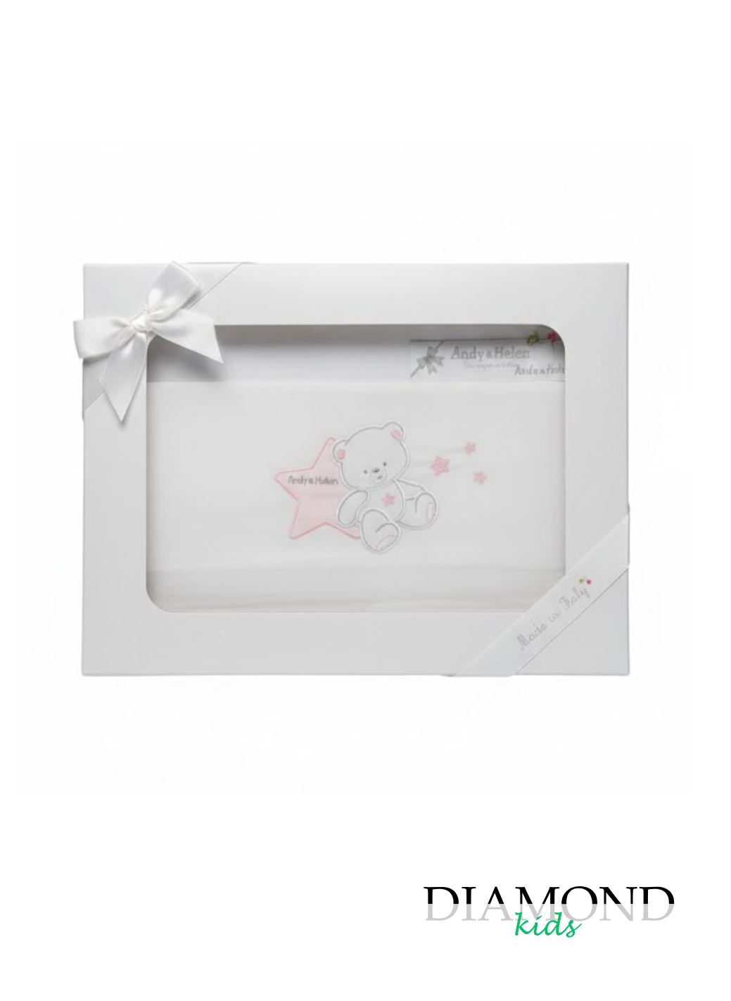 Lenzuolino Evolutivo Neonata orso bianco e rosa