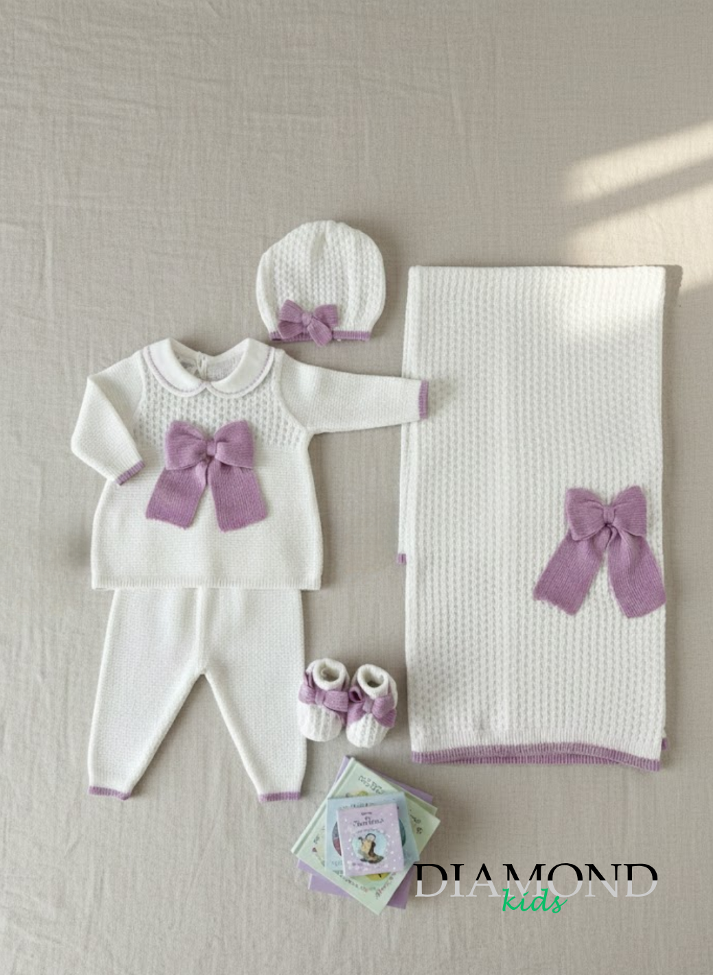 Corredino Neonata Stella Fiocco lilla e bianco