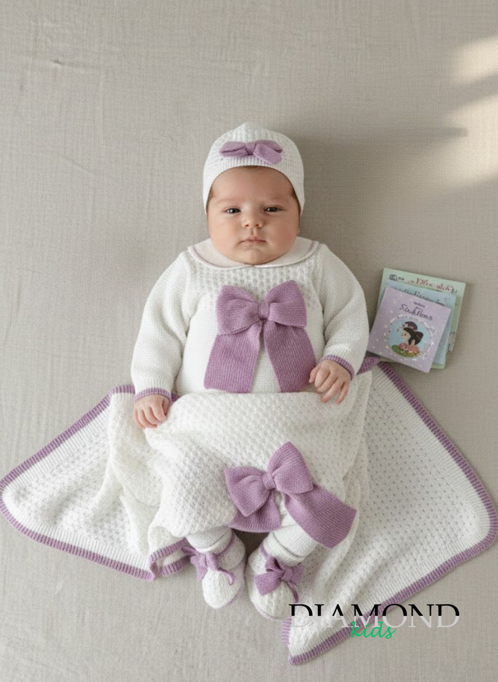 Corredino Neonata Stella Fiocco lilla e bianco