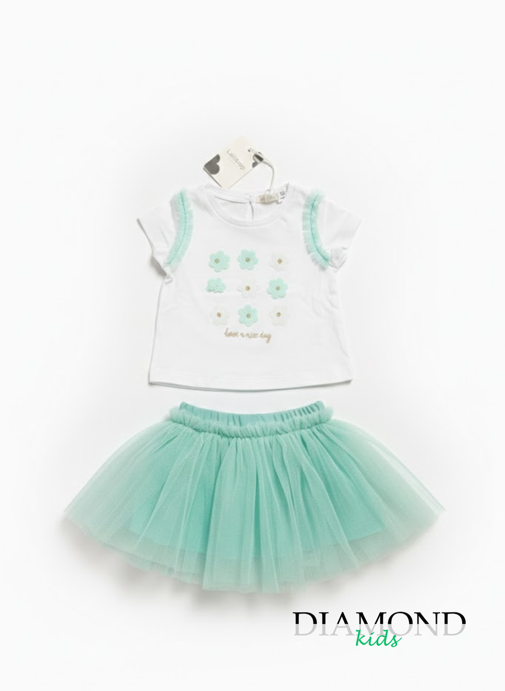 Completo Neonata Lollitop Flower bianco verde menta
