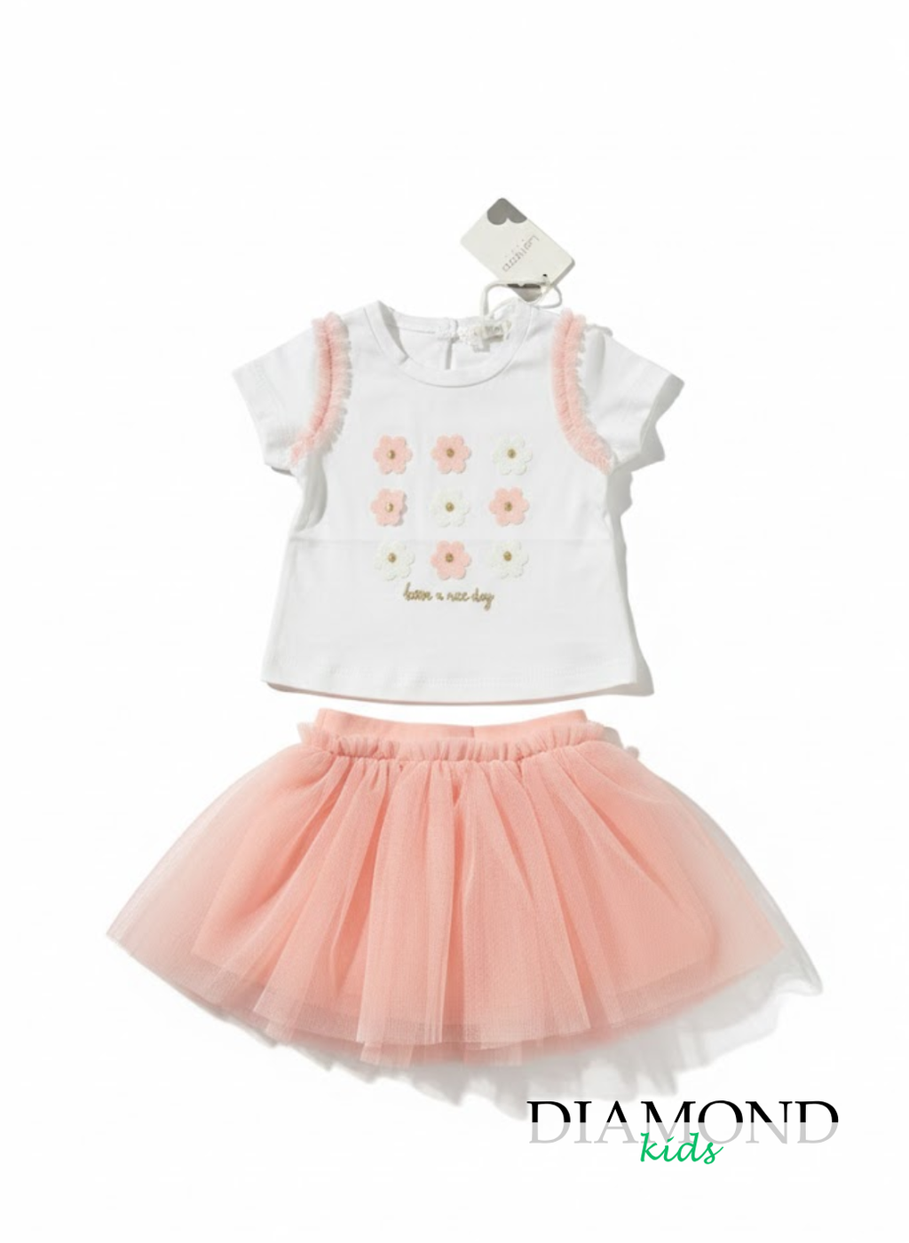 Completo Neonata Lollitop Flower bianco pesca