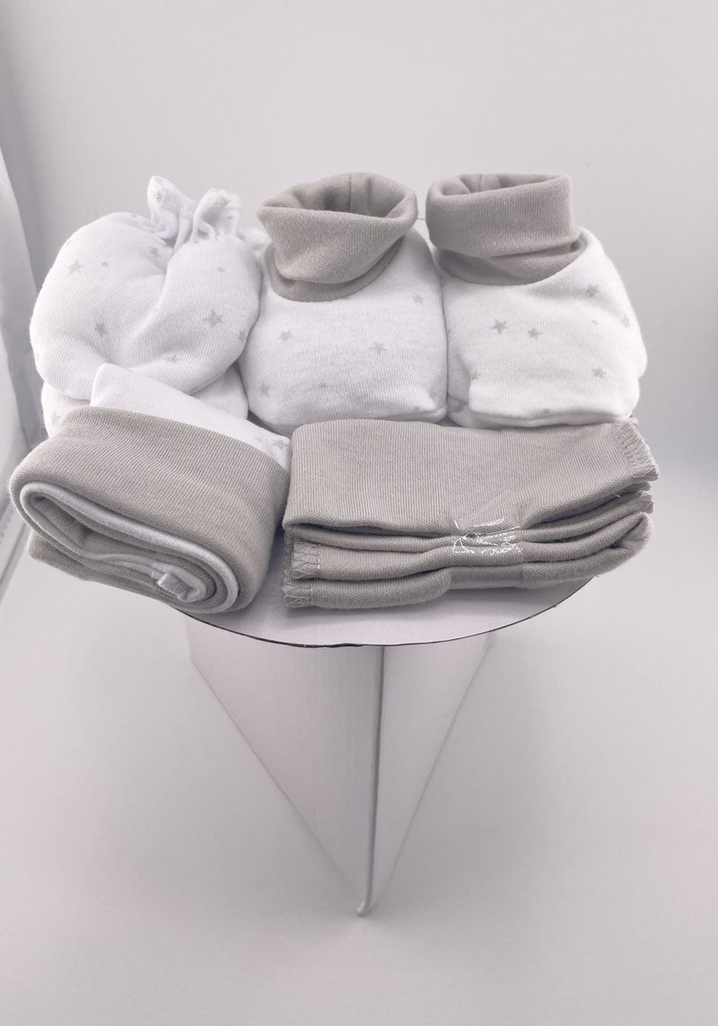 Set prima nascita cesta regalo 8 pezzi grigio