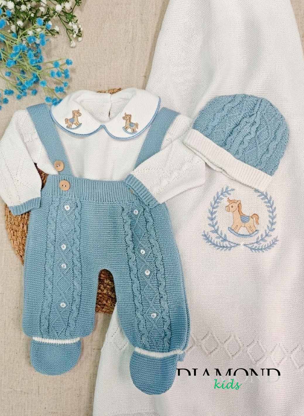 Set Neonato filo cavallo a dondolo carta da zucchero unisex