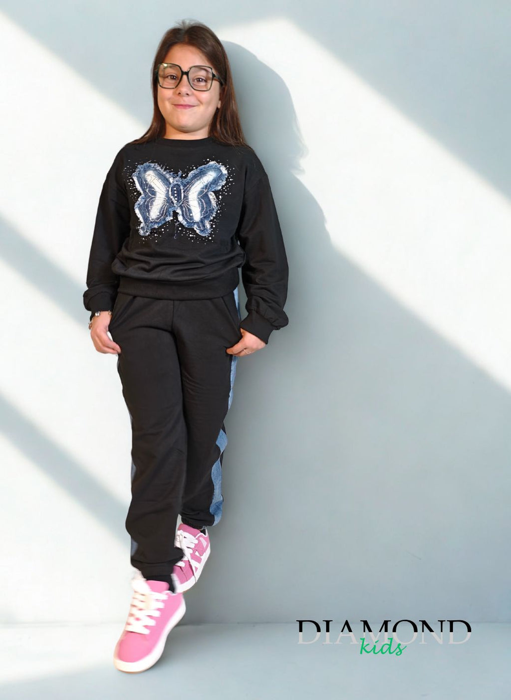 Completo Bambina tuta Farfalla denim nero