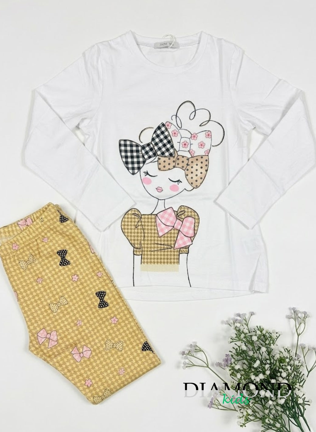 Completo Bambina Pied bianco e oro