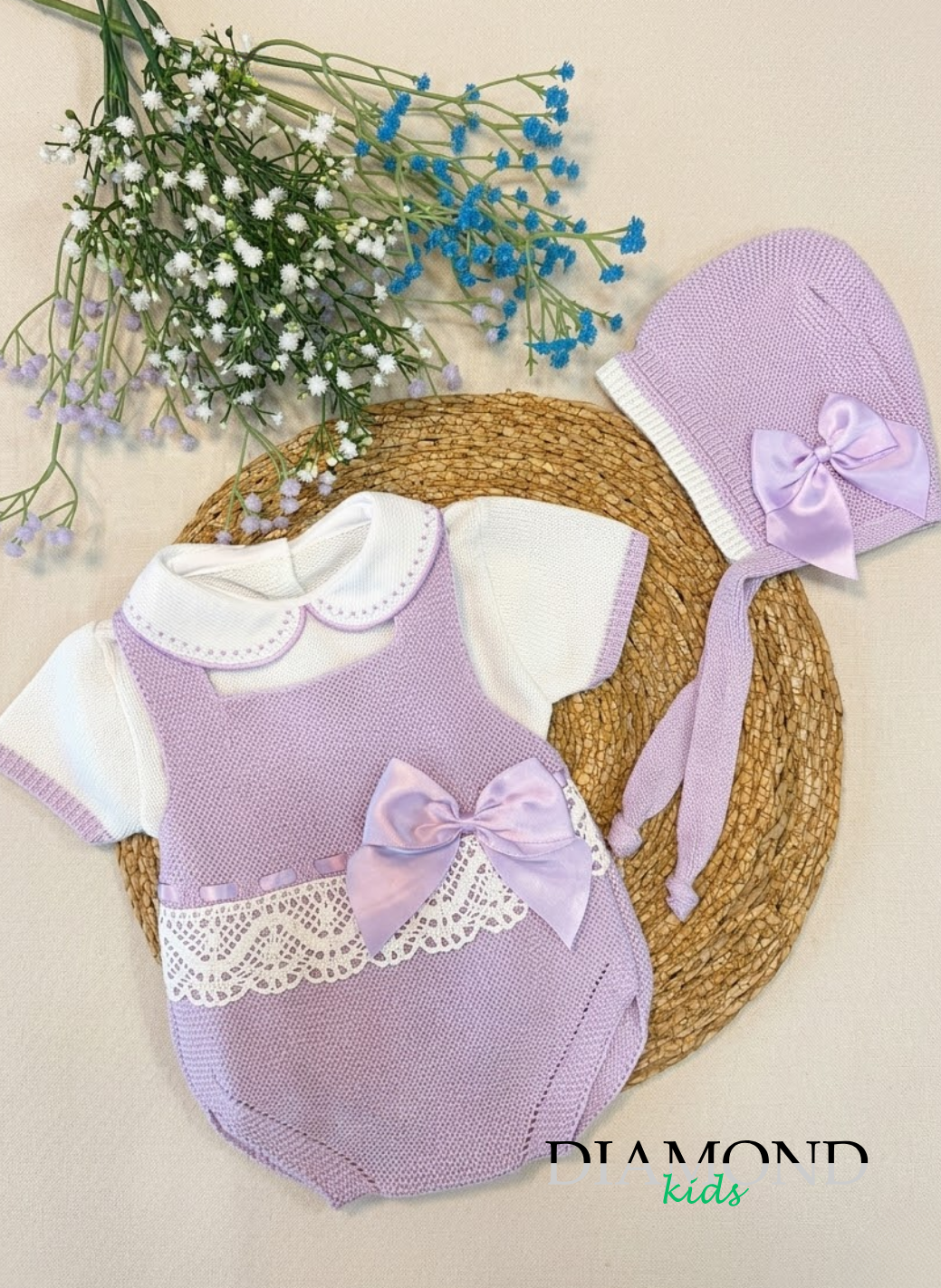 Completo Neonata Filo Fiocco lilla