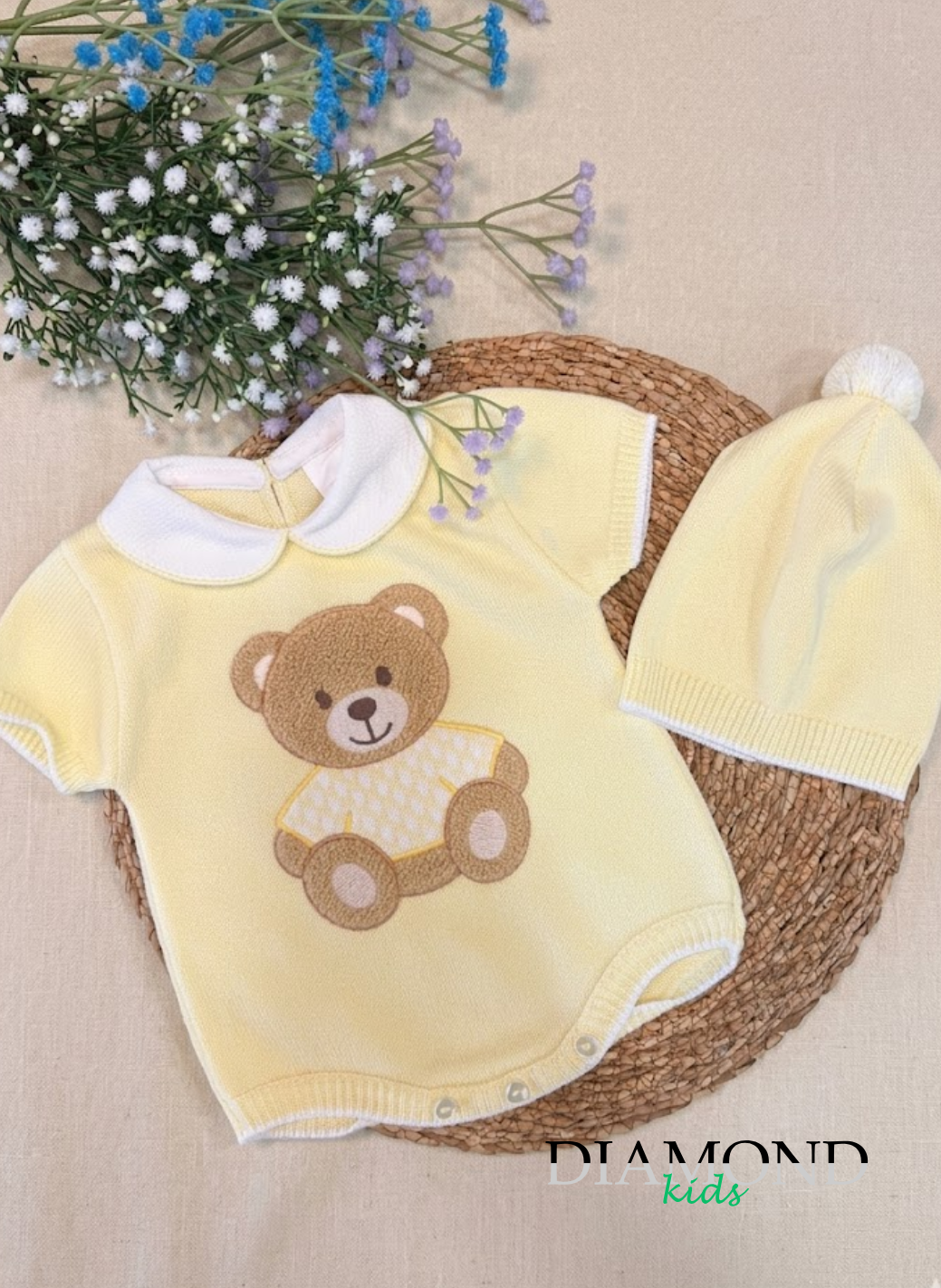 Completo Neonato Filo Orsetto giallo unisex