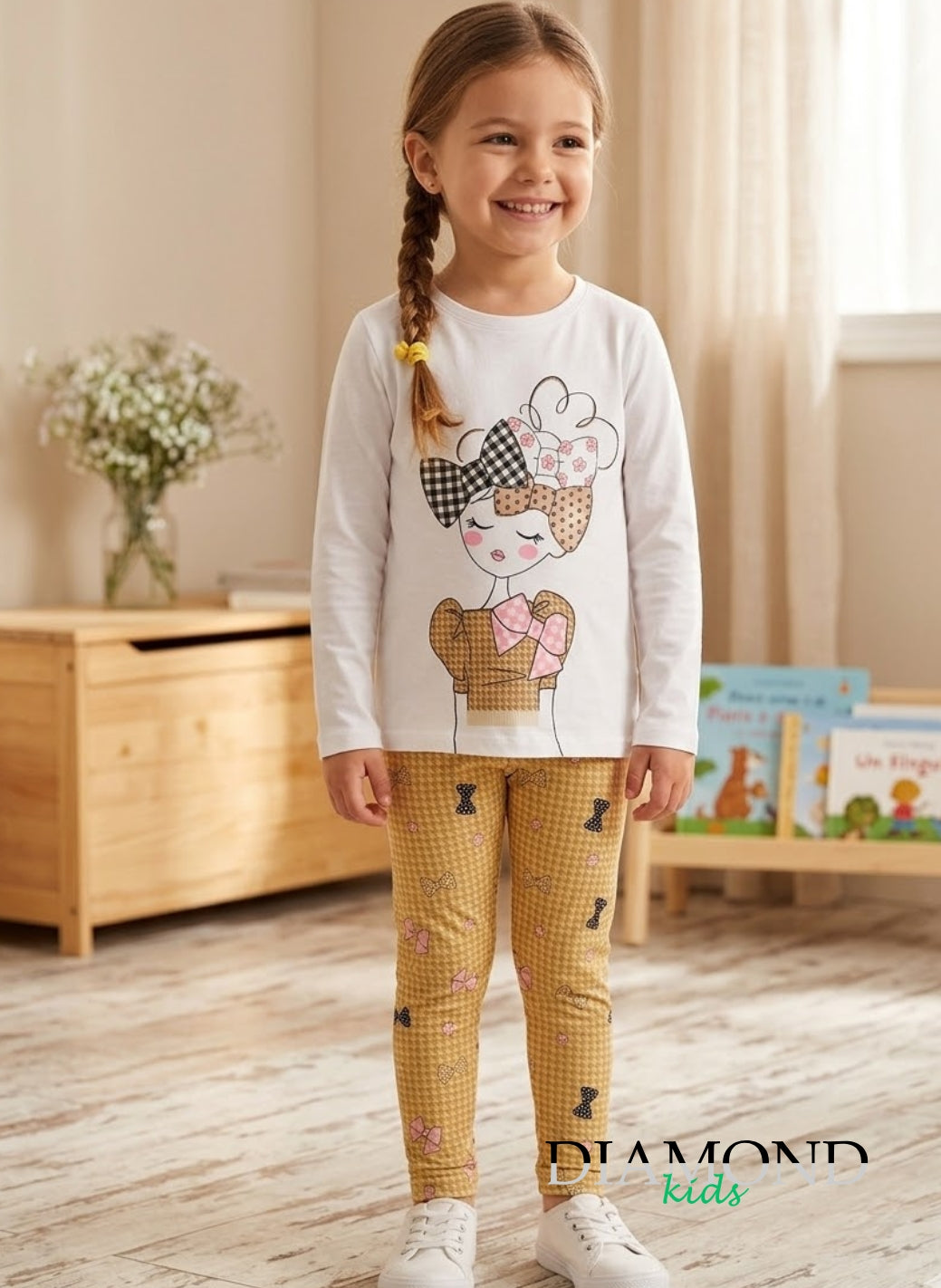 Completo Bambina Pied bianco e oro