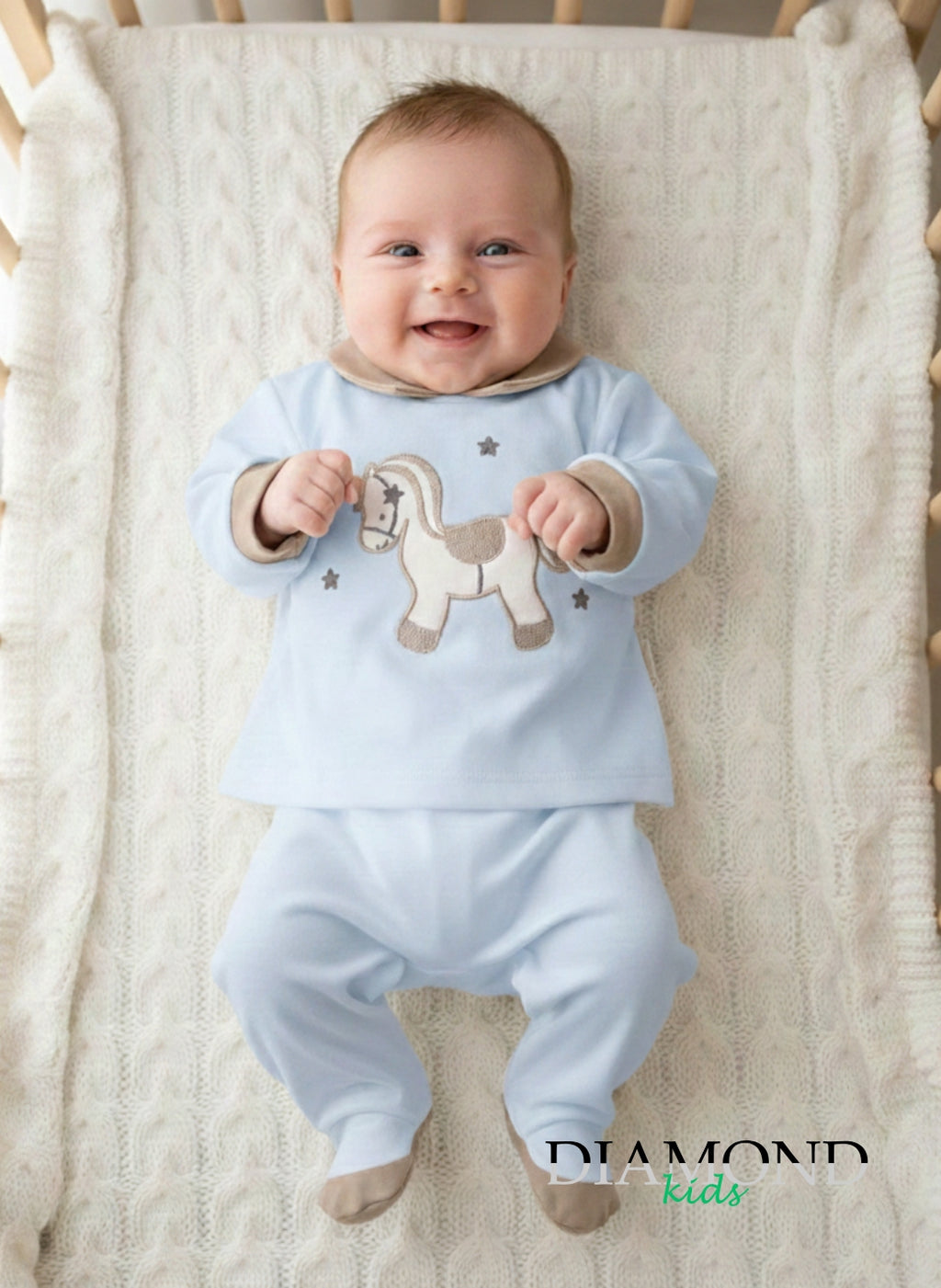 Clinico Neonato Les Jolies cavallo a dondolo unisex celeste