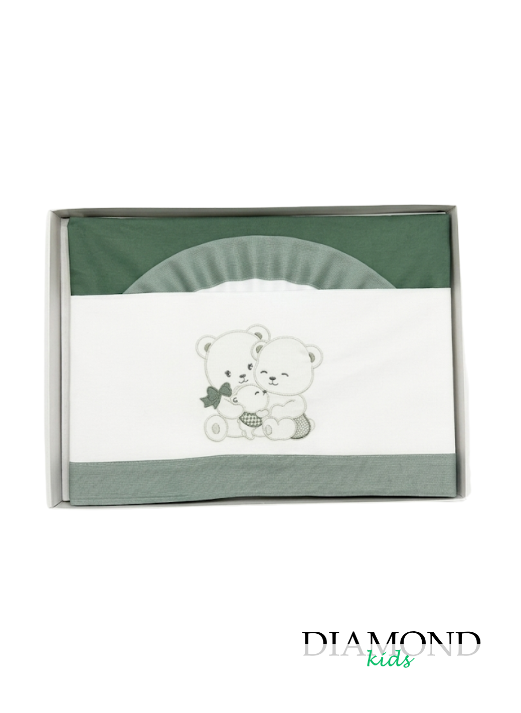 Set Lunzuola culla Ornella Bears' family verde