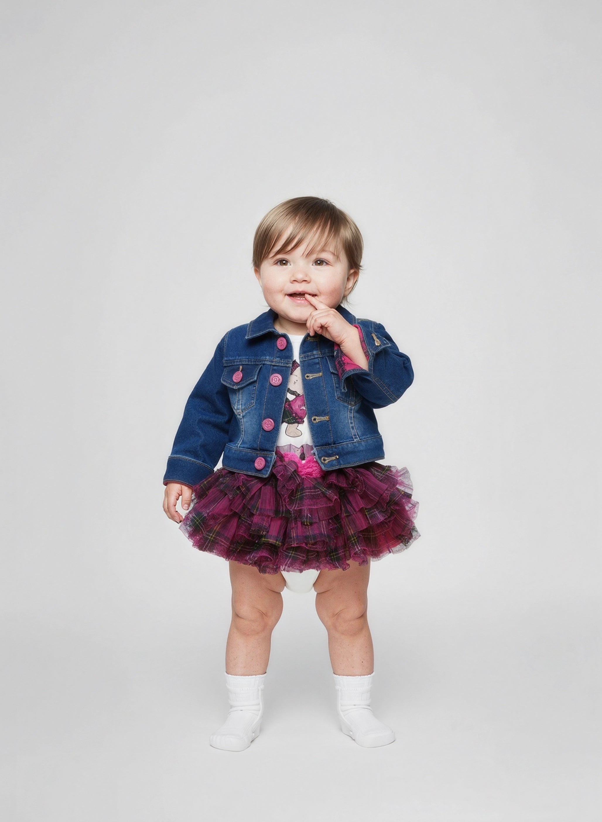 Completo Neonata Scozzese fucsia