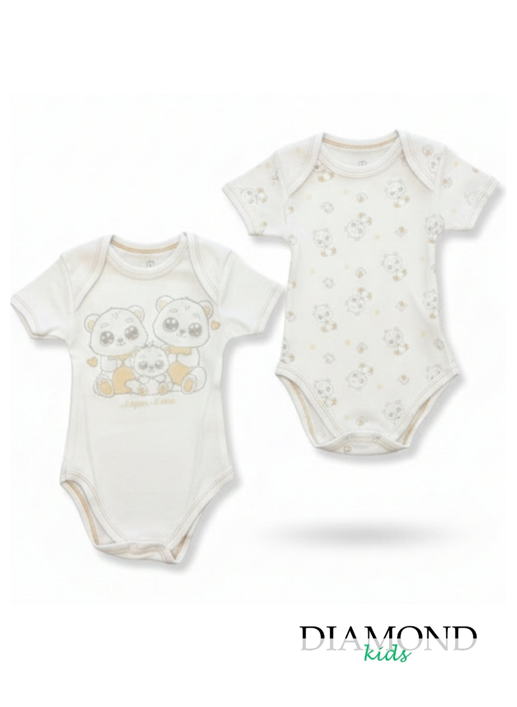 Coppia Body Neonato Nazareno Gabrielli americano bianco beige