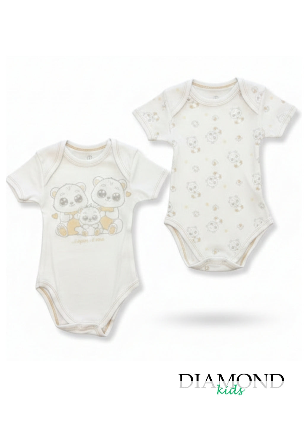 Coppia Body Neonato Nazareno Gabrielli americano bianco beige