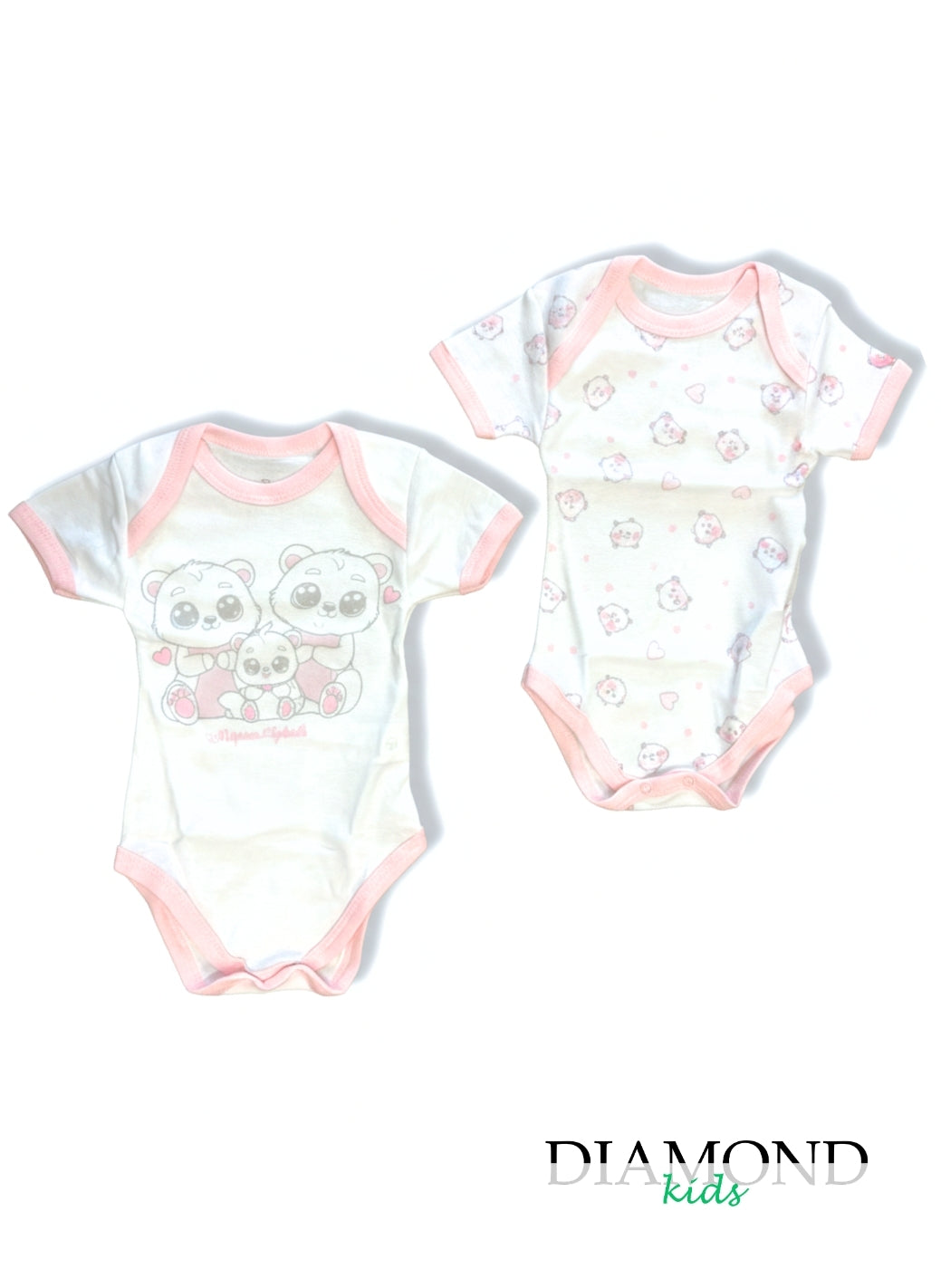 Coppia Body Neonato Nazareno Gabrielli americano bianco rosa