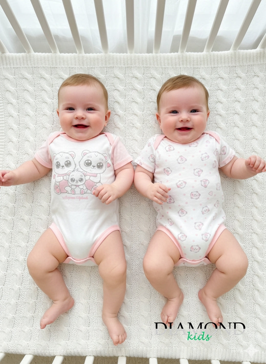 Coppia Body Neonato Nazareno Gabrielli americano bianco rosa