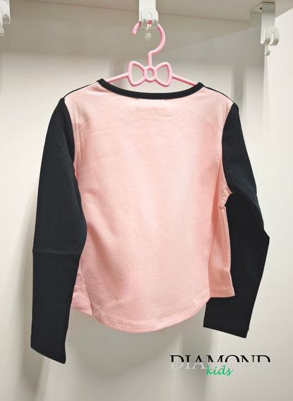 T-shirt Bambina Love rosa e nera