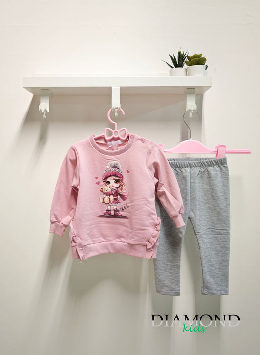 Completo Bambina Lilly rosa grigio