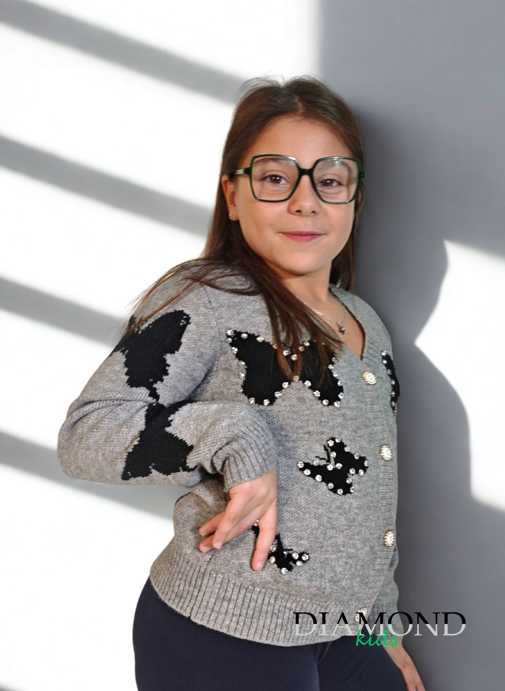 Cardigan Bambina Butterfly grigio