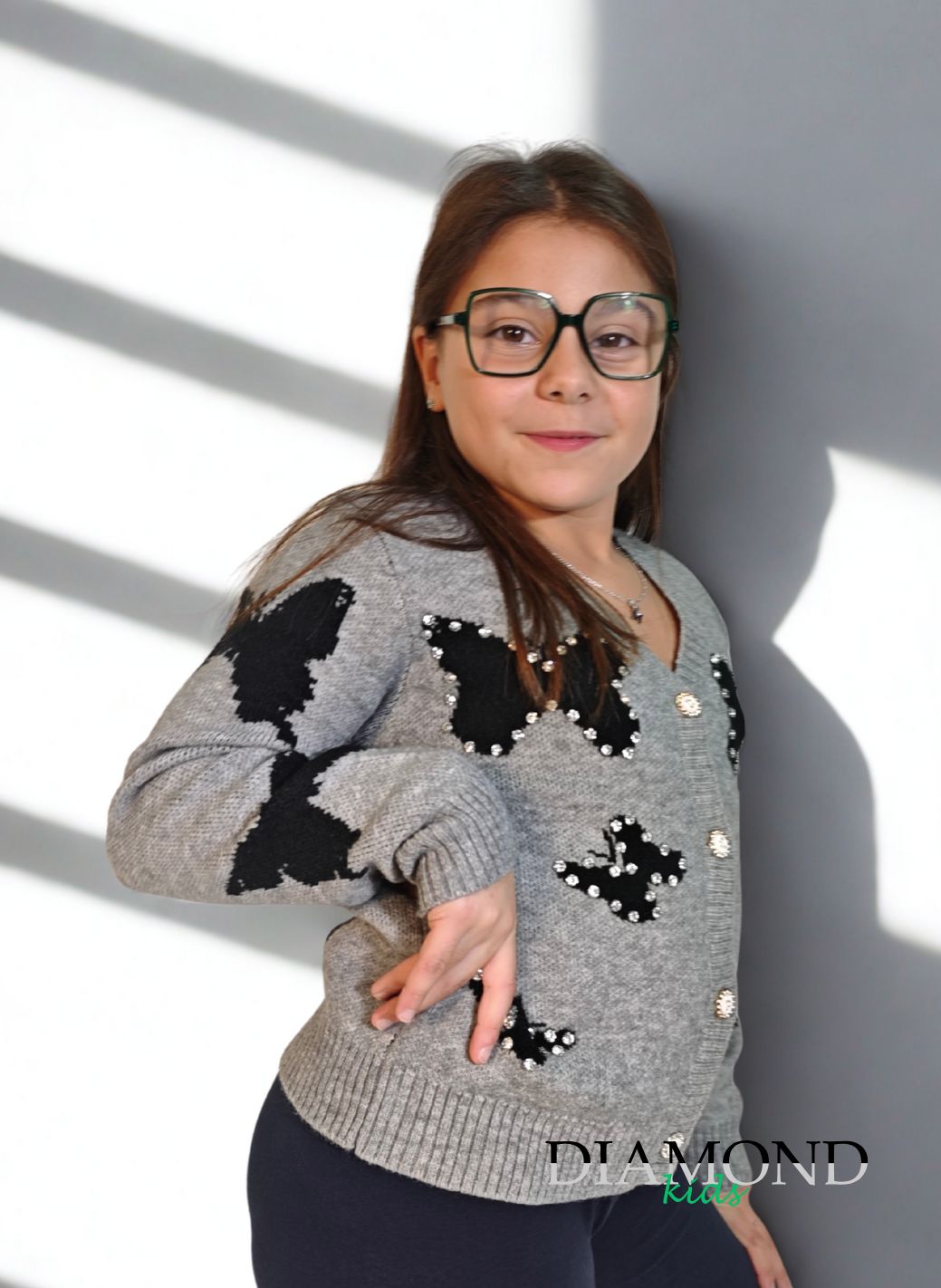 Cardigan Bambina Butterfly grigio