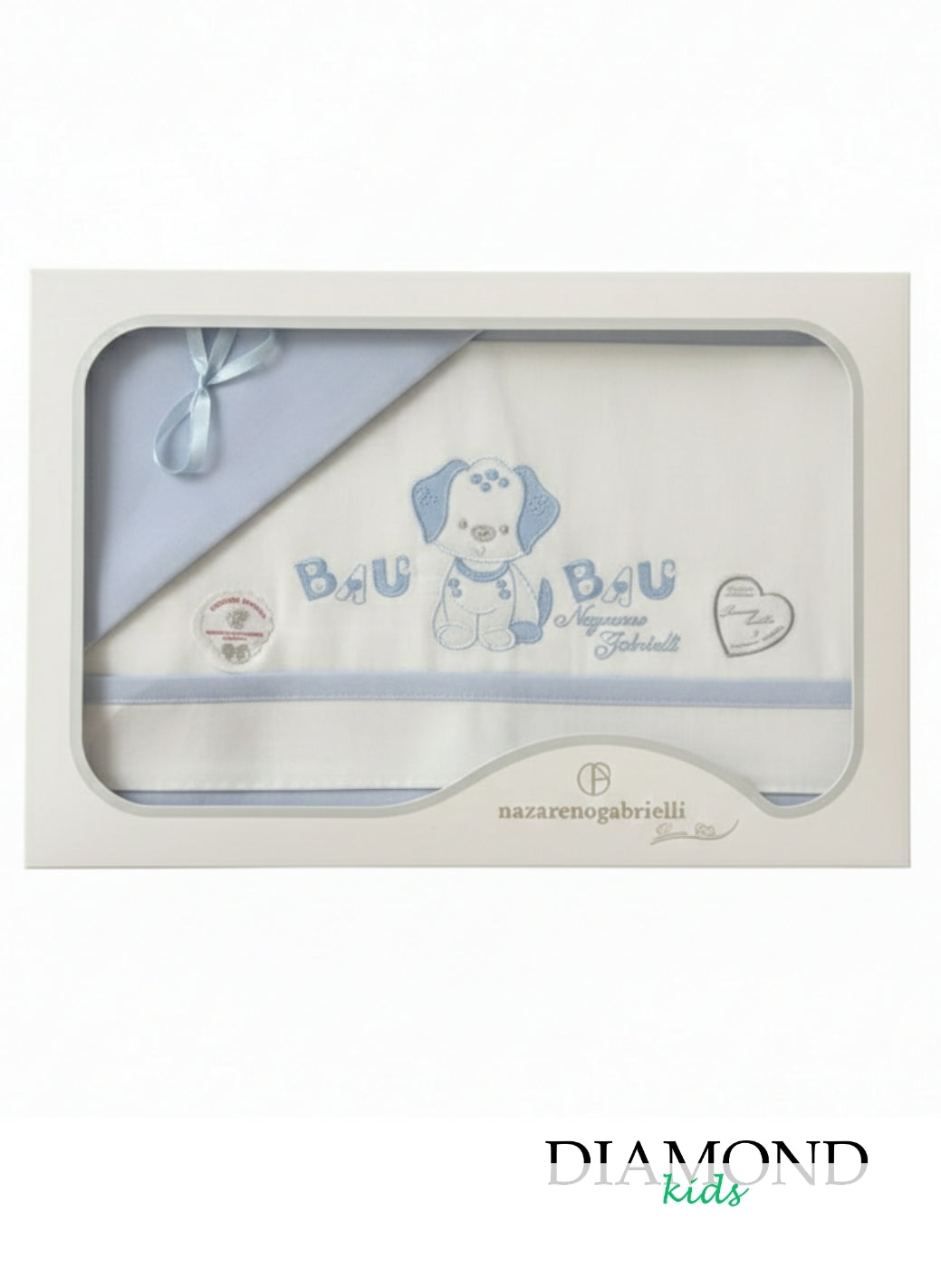 Set lenzuola culla Nazareno Gabrielli Bau Bau azzurro