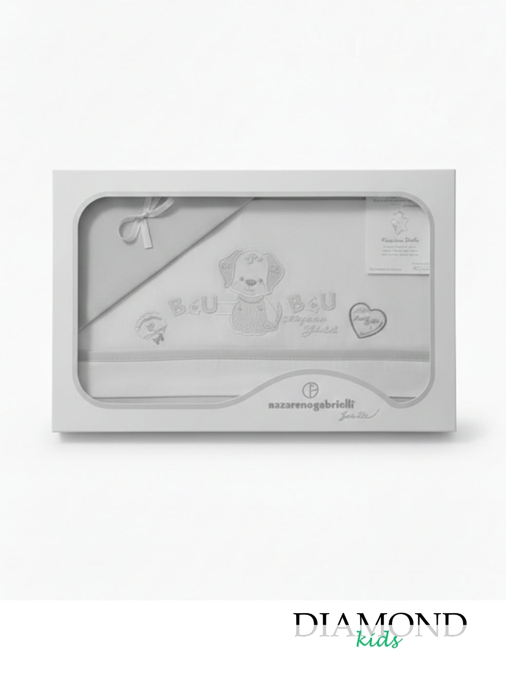 Set lenzuola culla Nazareno Gabrielli Bau Bau bianco