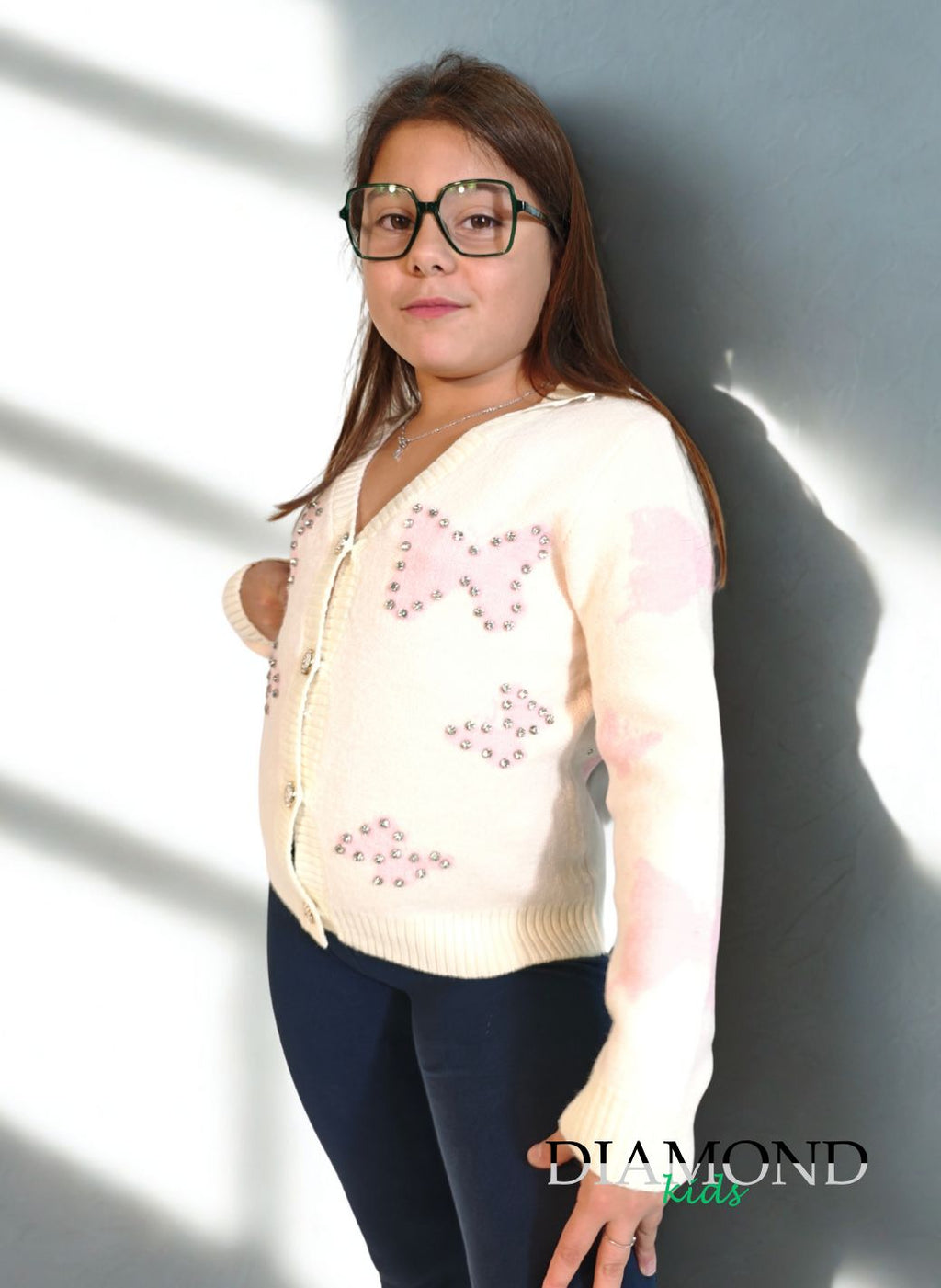 Cardigan Bambina Butterfly panna