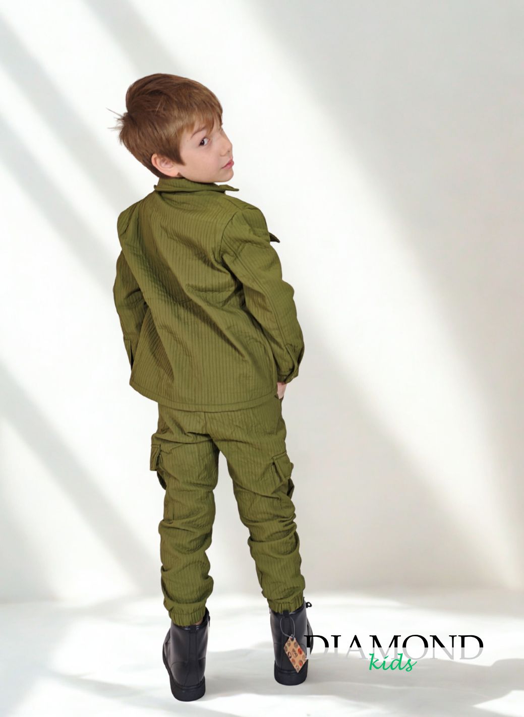 Completo Bambino Righe verde militare
