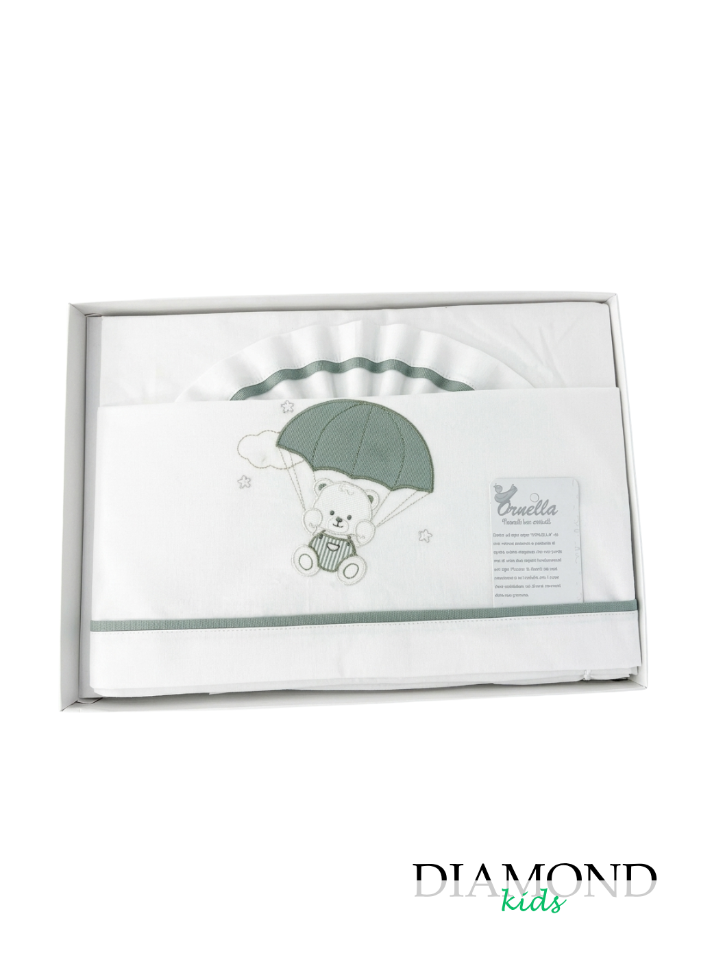 Set lenzuola lettino Ornella Orsetto Mongolfiera verde