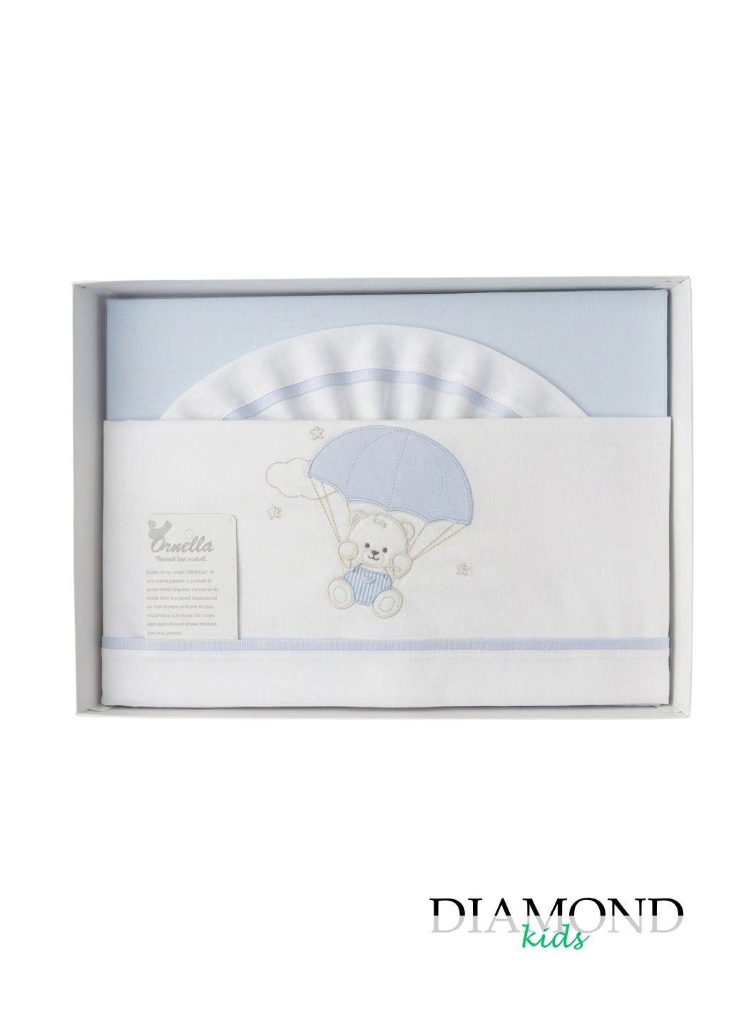 Set lenzuola lettino Ornella Orsetto Mongolfiera celeste