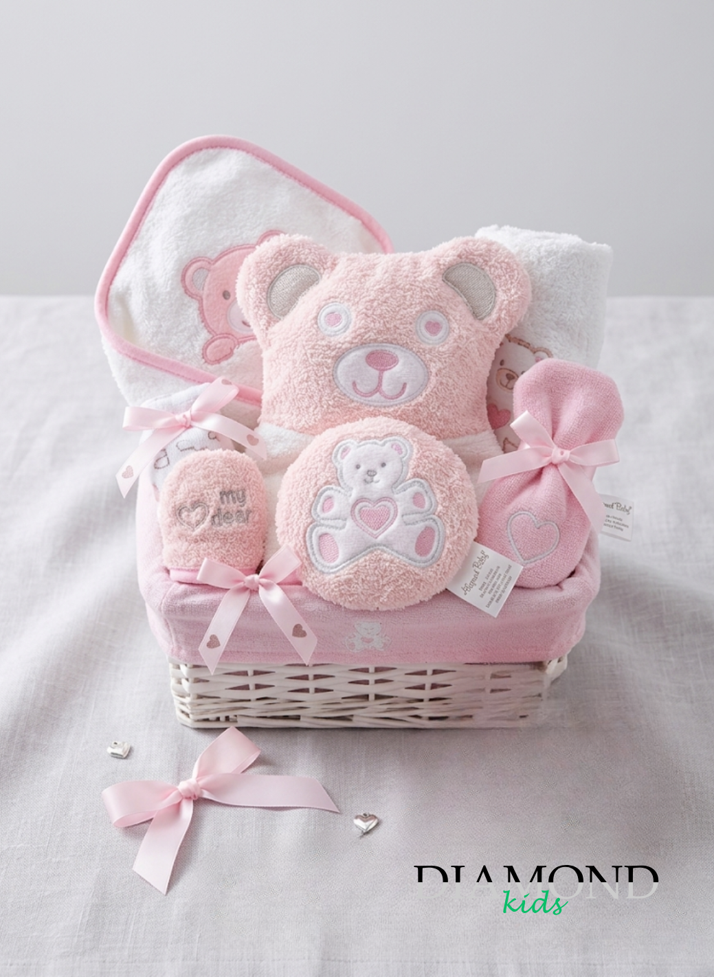 Cesto Regalo Teneri Bebè neonata orsetto rosa