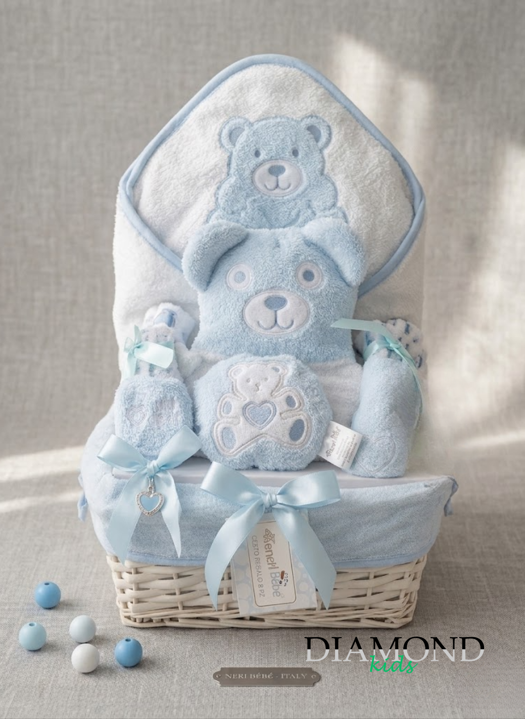 Cesto Regalo Teneri Bebè neonato orsetto celeste
