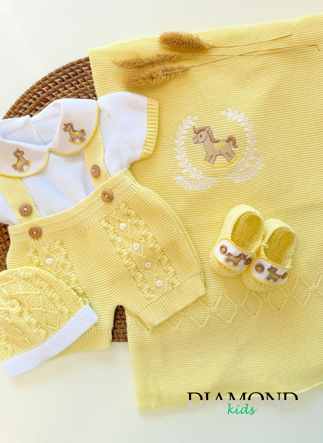 Set Neonato filo Cavalluccio corto giallo
