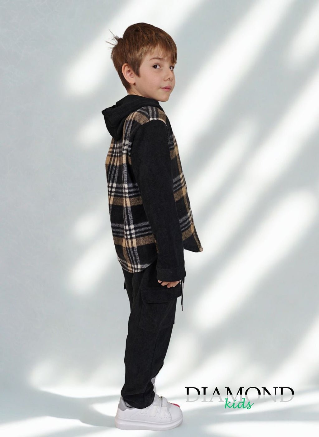 Completo Bambino Quadri ciniglia blu