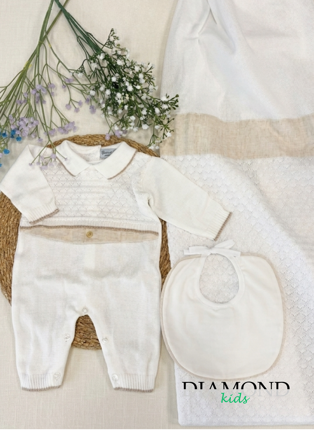 Corredino Neonato Ricamo unisex bianco