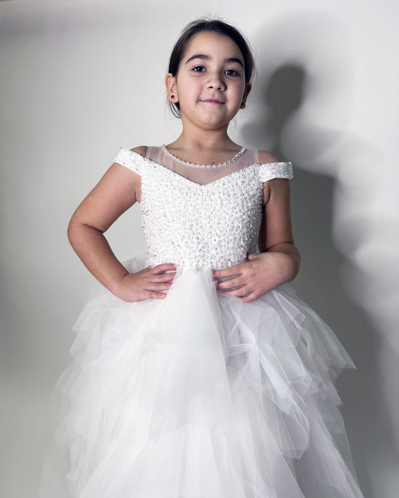 Abito Bambina Elegant cerimonia bianco
