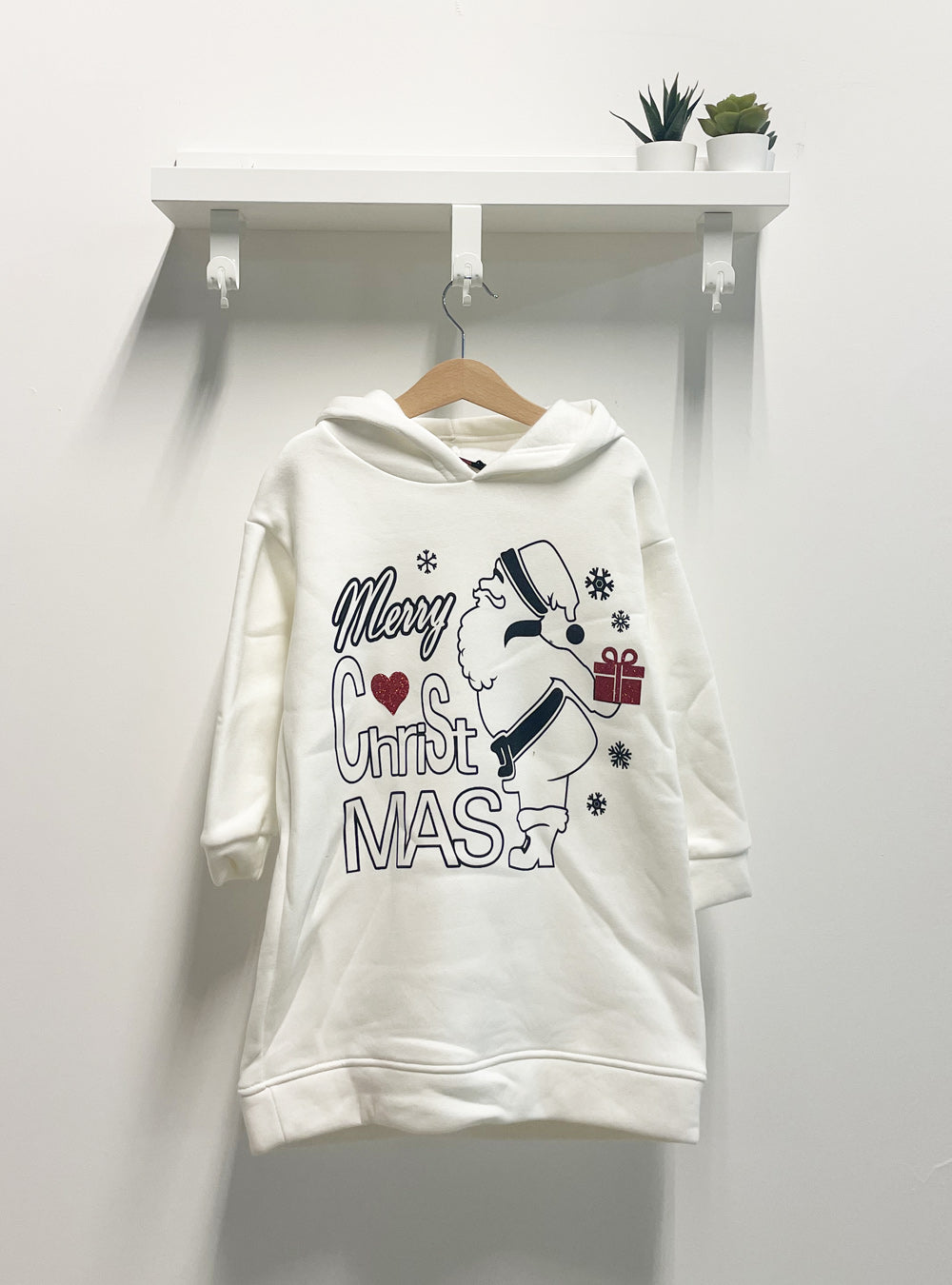 Girl's Dress Santa Claus White Sweatshirt