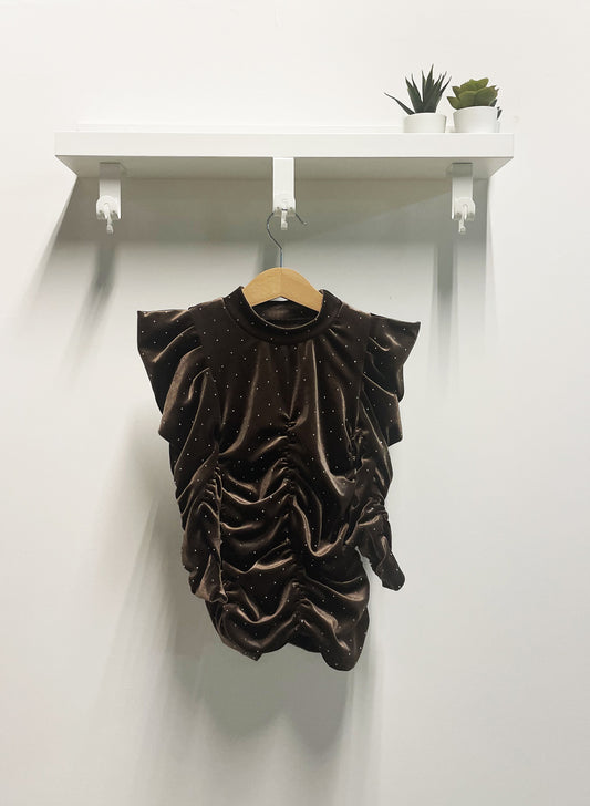Sparkling Brown Ruffled Baby Dress