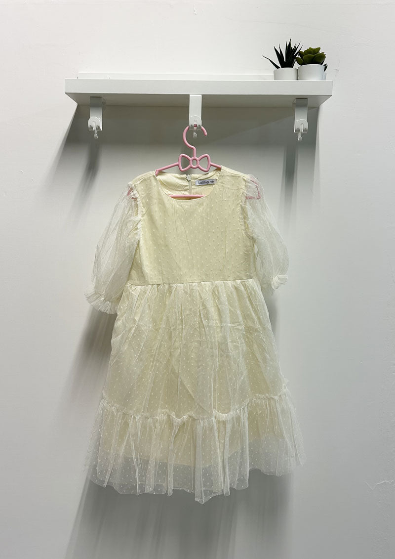 Abito Bambina Pois tulle crema