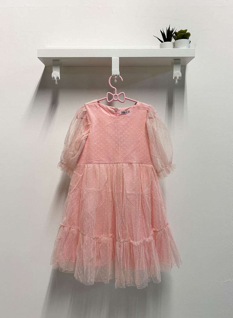 Abito Bambina Pois tulle rosa