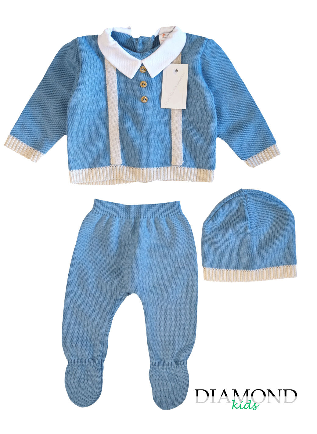 Completo Neonato Trama Fruit de ma Passion azzurro e beige