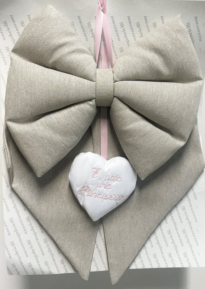 Fiocco Nascita Principessa medio beige rosa