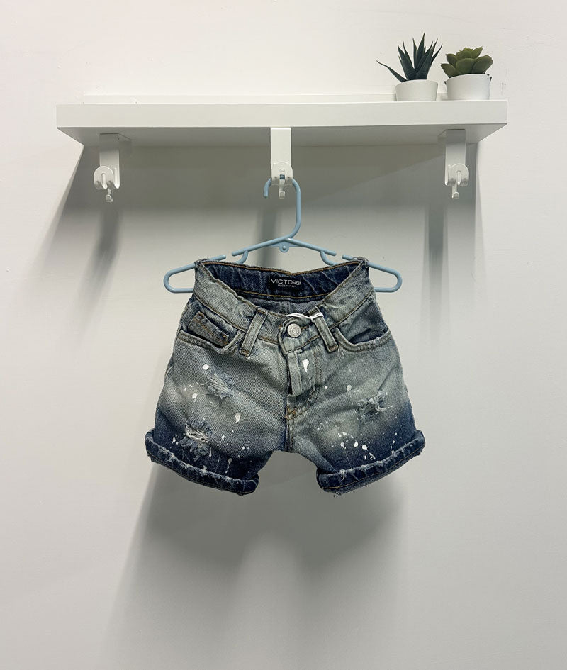 Bermuda Bambino Jeans Victor G denim schizzi