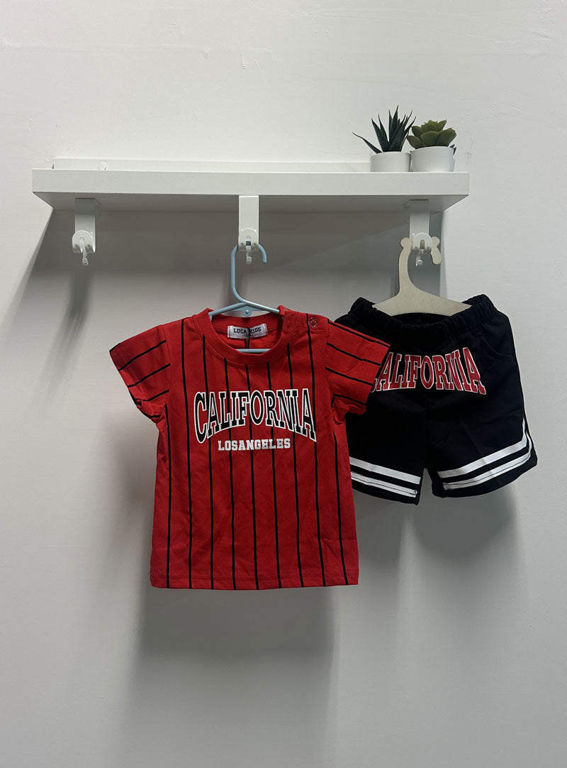 Completo Neonato California rosso e nero