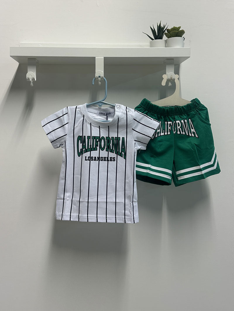 Completo Neonato California bianco e verde