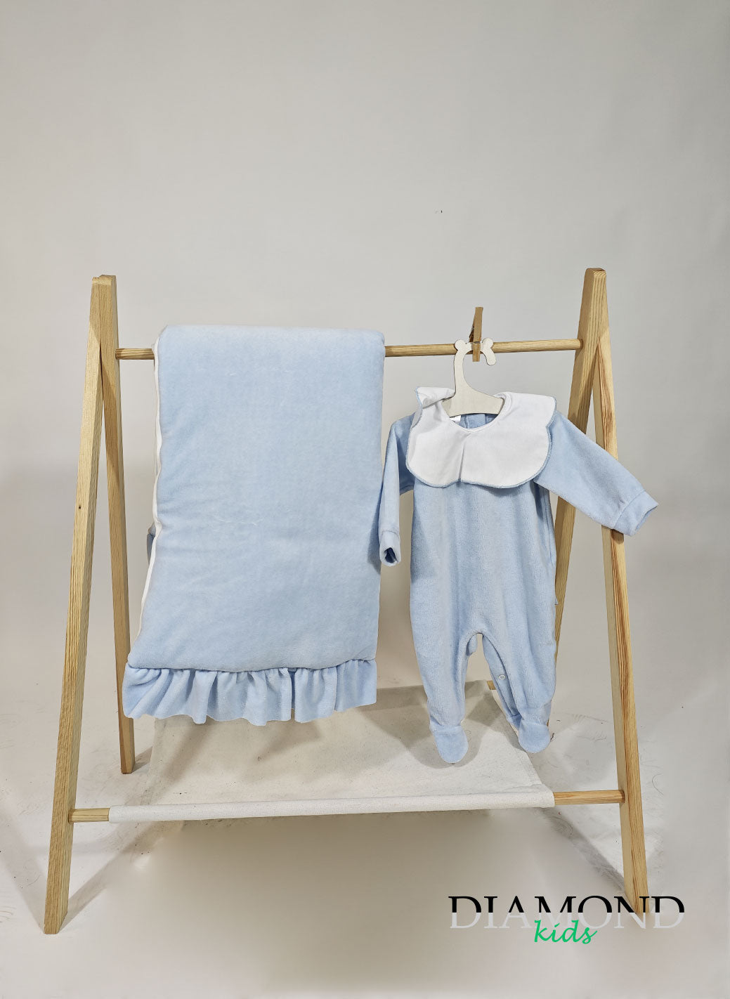 Completo Neonato ciniglia cielo